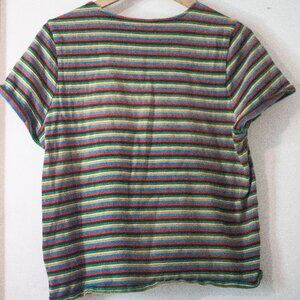 Madewell Shirt | Multi-Colored Striped Crew Neck | Size: Large